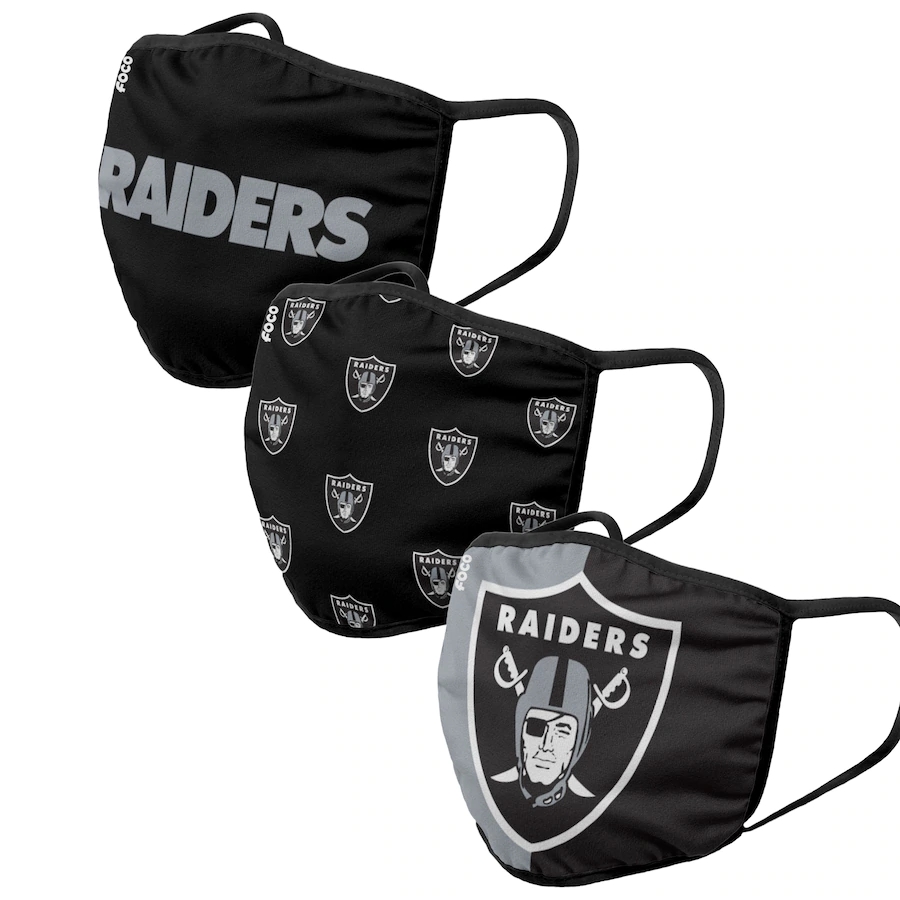  Las Vegas Raiders Adult Face Covering 3-PackDust mask with filter